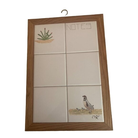 Message Notes Memos List Write On Wipe Off Board Erase Ceramic Tile Quail Cactus - Picture 1 of 6